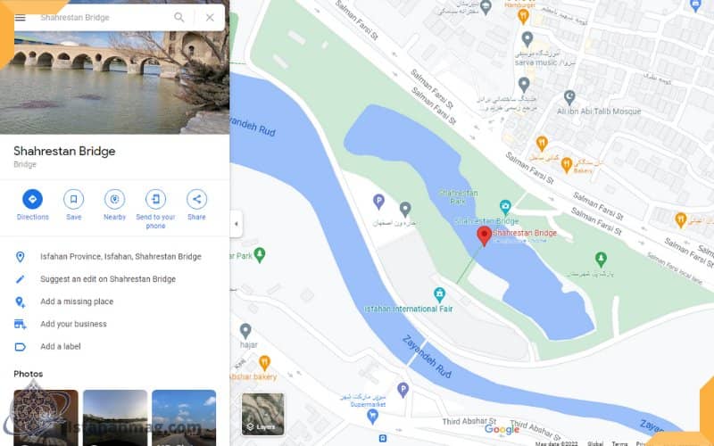 Shahrestan bridge location